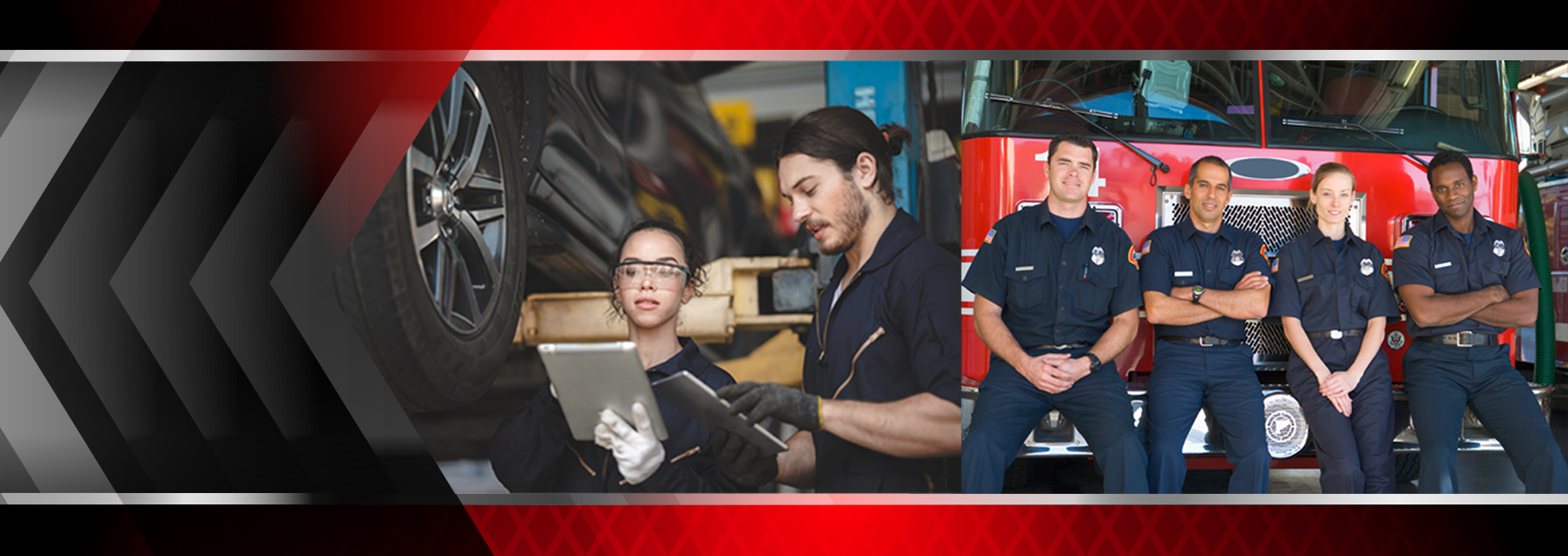 Group of smiling people with different jobs standing in line - stock photo - Credit: Wavebreakmedia Ltd