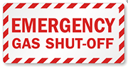 Emergency Gas shut-off sign