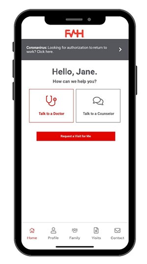 first health app showing on a cell phone